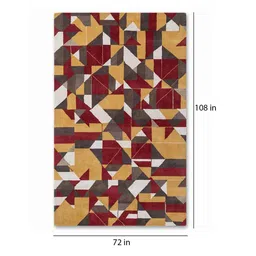 obeetee Rust Abstract Wool and Cotton 6 ft x 9 ft Hand Tufted Carpet image 3