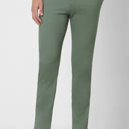 peter england Men Slim Fit Green Cotton Blend Trousers-picture-15