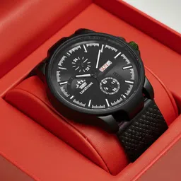 limestone All Black Apex Series | Day and Date | Mesh Strap | Quartz Analog Watch - For Men LS3350_FK-picture-25