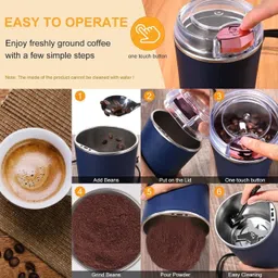mishva Mini Electric Coffee & SpiceGrinder Multifunctional With Stainless Steel Blades 2 Cups Coffee Maker image 3