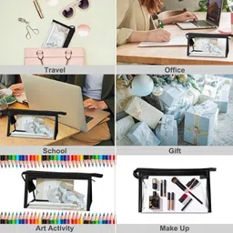takiva Transparent Pencil Pouch Multi-Purpose School Collage Office Cute Cosmetic Bag Transparent Pencil Pouch Art Plastic Pencil Box image 3