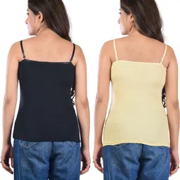 dui konna Women Black, Beige Camisole image 2