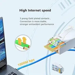 RAREGEAR RJ45 Connector Plug 8P8C Modular, Gold-Plated for Ethernet LAN (Pack of 40) Network Interface Card image 4