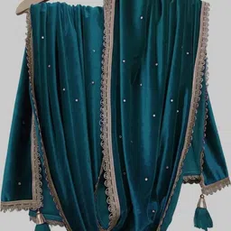 romj Velvet Embroidered Blue Women Dupatta-picture-19