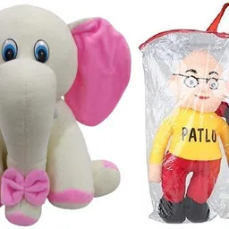 White Elephant & Motu Patlu Soft Stuffed Toy - 30 cm - 18 cm-image-29