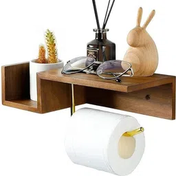 ram's creation wood Wooden Toilet Paper Holder Wall Mount with Shelf Wooden Toilet Paper Holder-picture-29