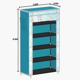 onpoint 5 Shelf Foldable Collapsible Wardrobe Storage Organizer Almirah Cloth Rack PVC Collapsible Wardrobe image 4