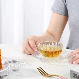 multizone Pack of 6 Glass Classic Glass Tea & Coffee Cup and Saucer image 3