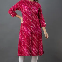 lee moda Women Bandhani Pure Cotton A-line Kurta-picture-11