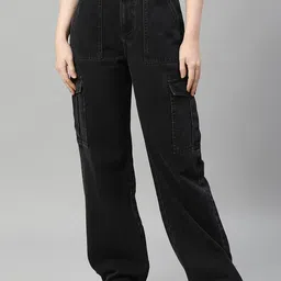 TARAMA Women Black Wide Leg High-Rise Jeans-picture-33
