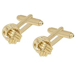 shining jewel - by shivansh Shining Jewel Gold Plated Classic Knot Design Cufflinks For Men (Sj_7034) image 2
