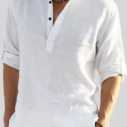 zartha Men Solid Cotton Blend Straight Kurta image 1