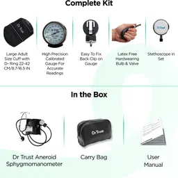 Dr Trust (USA) Clock Dial Type Aneroid Palm Manual Professional Sphygmomanometer with Stethoscope & Pressure Gauge Blood Pressure Machine (Adult Cuff & Carry Case Included) Bp Monitor image 5