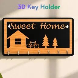 hs designing dreams Sweet Home Wooden Key Holder for Wall | 7 Hooks N49 Wood Key Holder-picture-25