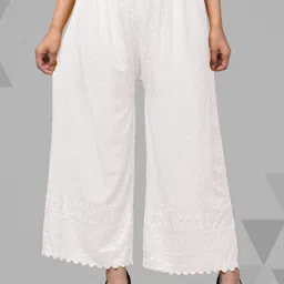 Women Relaxed White Viscose Rayon Trousers-image-37