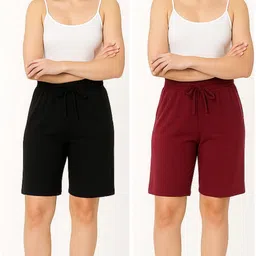 brand flex Solid Women Black Basic Shorts-picture-30