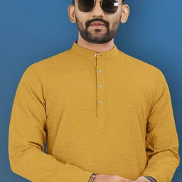 vebnor Men Solid Art Silk Straight Kurta image 1