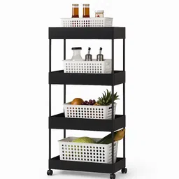 4-Layer Multi-Purpose Slim Kitchen Storage Trolley Rack Plastic Kitchen Trolley-image-80