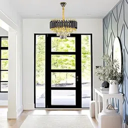 ishani Modern crystal 300mm Black Gold Crystal chandelier ceiling light jhoomar Ceiling Light Ceiling Lamp image 4