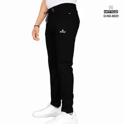 divypath Men Solid Black Track Pants image 2