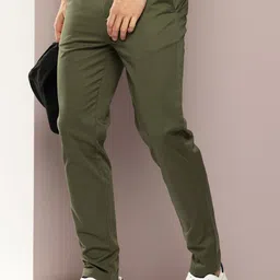 dillinger Men Slim Fit Dark Green Pure Cotton Trousers-picture-19