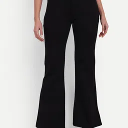next one Women Flared Black Lycra Blend Trousers-picture-20