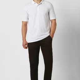 peter england Men Slim Fit Brown Cotton Blend Trousers image 2