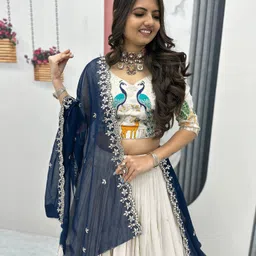 trijal fab Embroidered Semi Stitched Lehenga Choli image 3