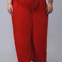 trend level Women Flared Red Viscose Rayon Trousers-picture-10