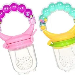 vadhavan Pack of 2 BPA-Free Silicone Food Nibbler for Fruit and Veggie with Rattle Handle Feeder-picture-28