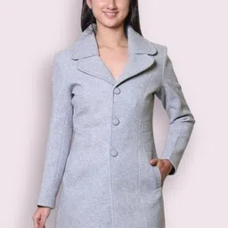 troo blue Women Solid Double Breasted Casual Blazer-picture-20