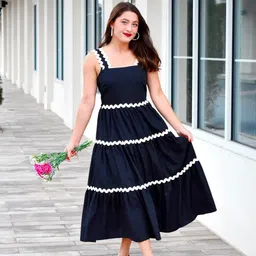 deklook Women Fit and Flare Black Midi/Calf Length Dress-picture-24