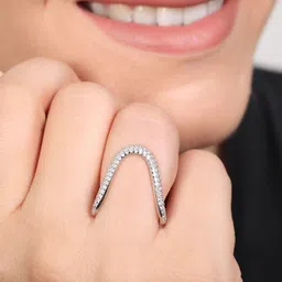 zavya Abstract Elegance Rhodium Plated 925 Sterling Silver Ring Sterling Silver Cubic Zirconia Rhodium Plated Ring-picture-20