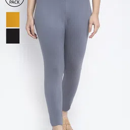 Jinfo Pack of 3 Mid-Rise Ankle Length Leggings-image-1