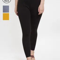 Jinfo Women Pack of 3 Solid Ankle-Length Leggings-image-50