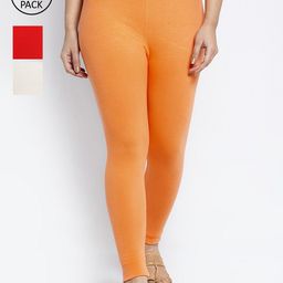 GRACIT Women Pack Of 3 Super Combed Cotton Lycra Ankle Length Leggings-picture-31