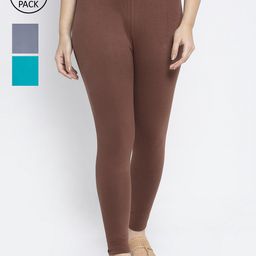 GRACIT Women Pack Of 3 Cotton Ankle Length Leggings-picture-37