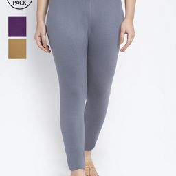 GRACIT Women Cotton Ankle Length Leggings Pack Of 3-picture-33