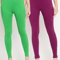 TAG 7 Women Pack Of 2 Solid Comfort-Fit Ankle-Length Cotton Leggings-image-72