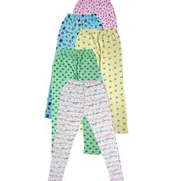 IndiWeaves Girls Pack of 5 Printed Pure Cotton Ankle-Length Leggings-picture-14
