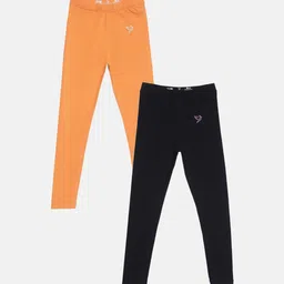 TWIN BIRDS Girls Pack Of 2 Pure Cotton Ankle-Length Leggings-picture-39