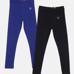 TWIN BIRDS Girls Pack Of 2 Pure Cotton Ankle-Length Leggings-picture-35