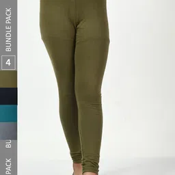 BAESD Girls Pack Of 4 Churidar Length Cotton Leggings-picture-44