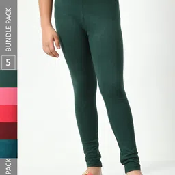 BAESD Girls Pack of 5 Cotton Churidar-Length Leggings-image-19