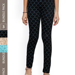 IndiWeaves Girls Pack Of 3 Printed Pure Cotton Ankle-Length Leggings-picture-19