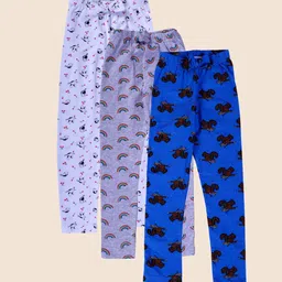 JUNITOS Girls Pack Of 3 Printed Ankle-Length Pure Cotton Legging-image-40