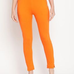 TAG 7 Women Orange Solid Leggings-picture-18