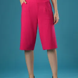 Globus Women Mid Rise Stretchable Relaxed Fit Flat Front Slip-On Culottes-picture-18