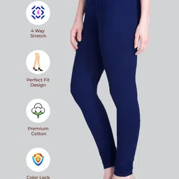 LYRA Women Pack Of 4 Churidar-Length Cotton Lycra Leggings image 2