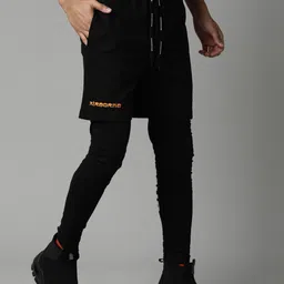 Breakbounce Men Black Pure Cotton Regular Fit Solid 2-in-1 Shorts with Skinny Leggings image 2